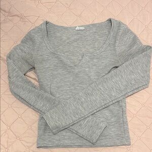 Gray cotton on Women's Long Sleeve Top